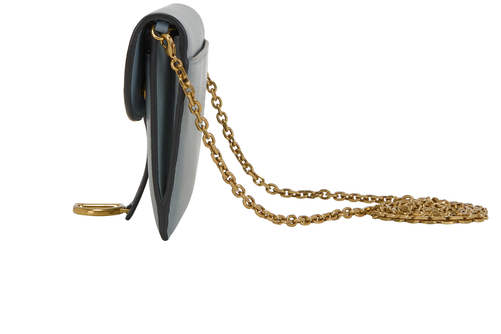 Small Saddle Pouch With Chain, &pound;695, Handbags, Blue, Leather, Bottom view